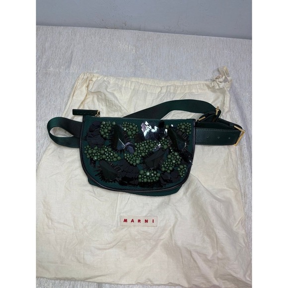 Green and Black embellished Marni belt bag - Picture 1 of 9